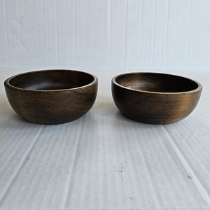 Wooden bowl set (2) vintage Japan 6 inch round